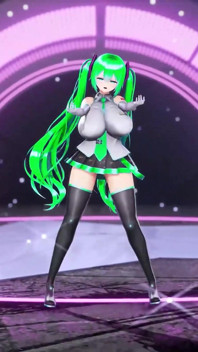 Hatsune Miku огромные раздевается, танец хентай вокалоид Bibbidiba песня MMD, 3D зеленый цвет волос, правка Smixix