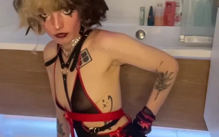 Soft Vulgar: Cute Alt Teen in Black Lingerie Playing with Her Pussy