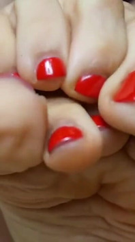 Sweat Small Feet Mistress Red Toenail Polish Female Domination Sensual