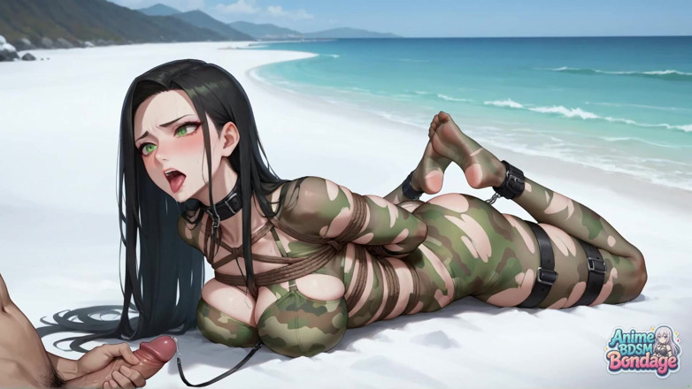 Anime BDSM Bondage: Sexy BDSM-Spiele am strand ist der heißeste Weg, einen Bondage-orgasmus...