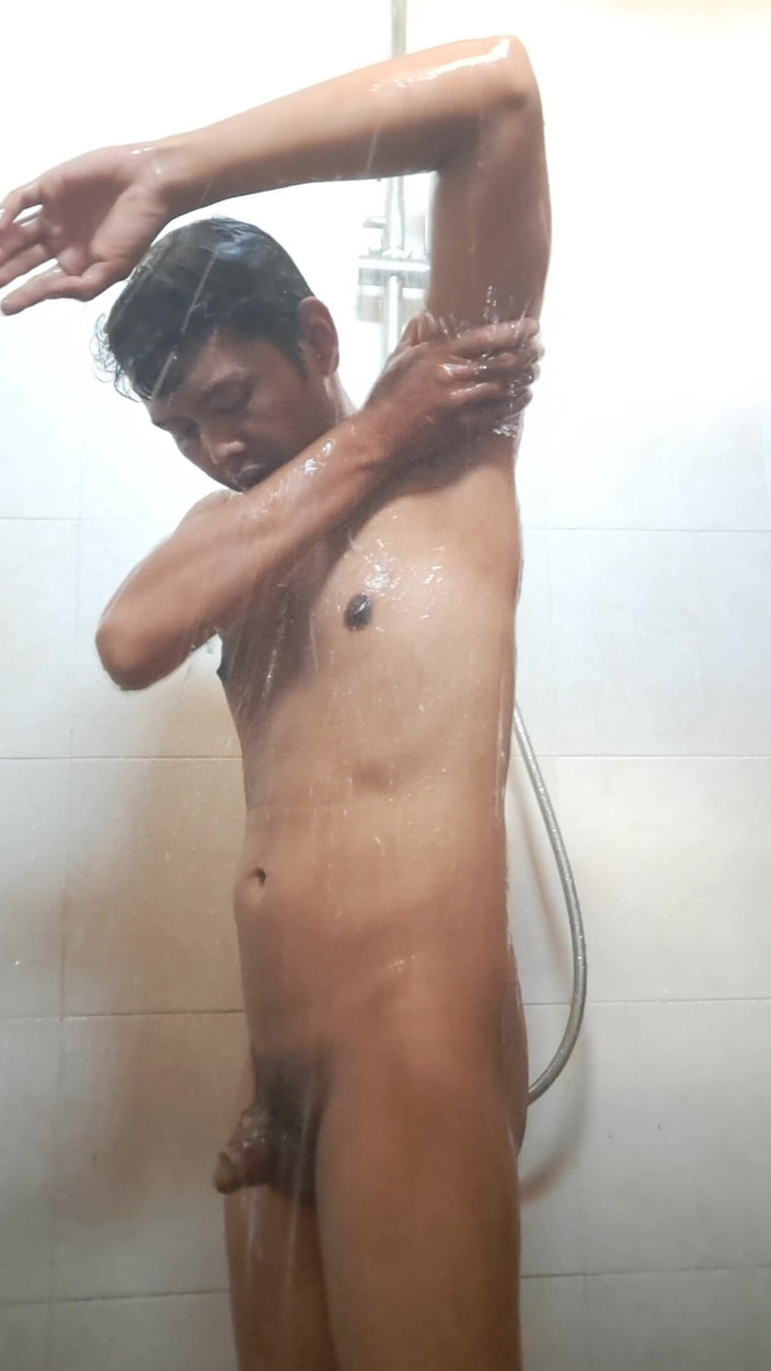 Davidstudio: Exotic Skinned Asian Adult Man Taking a Shower in the...