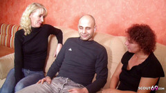 Full porn collection: Two horny German housewives persuade neighbors to have a threesome