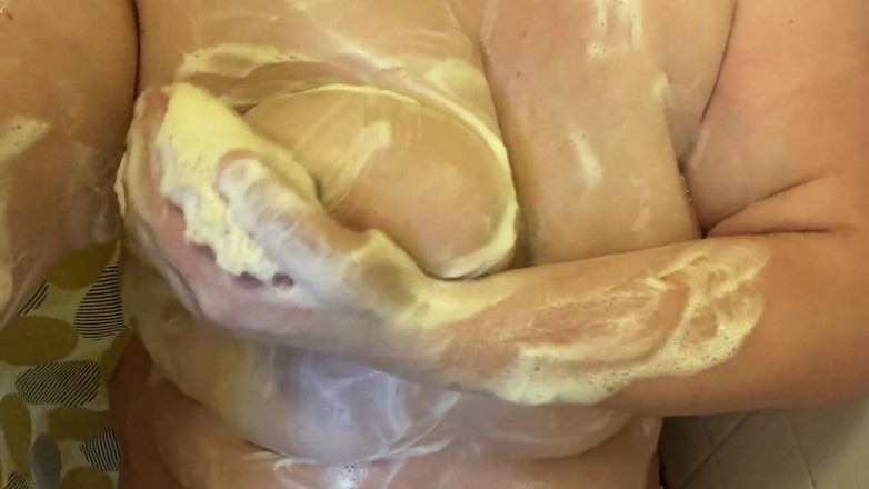Real homemade BBW BBC porn: In Shower Soaping My Huge Boobs