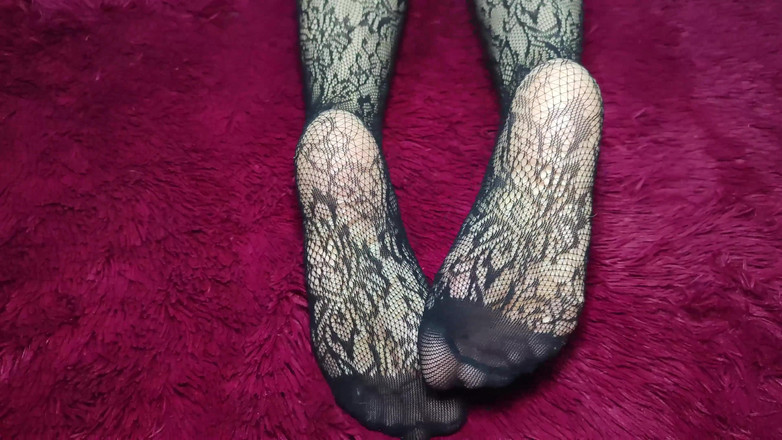 Queensofthefeet: 큰 망사 스타킹과 심하게 주름진 밑창