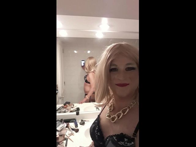 Crossdresser Fernanda Gomez Blonde in Tiny Lingerie (TV Fernanda)