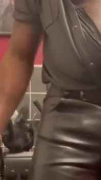 Leather Muscle Dad Smoking Solo Cock Scene