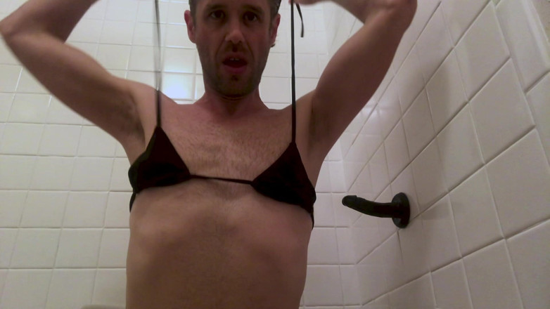 Cam Crest: Crossdresser Showers with a Dildo
