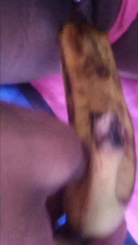 Fucking My Black Hairy Pussy with a Banana Load Moaning Orgasms