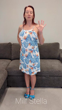 Tropical Dress with Blue Heels