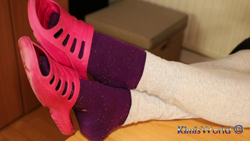 Dirty Socks & Slipper Tease - Worn Workout Look (KimisWorld)