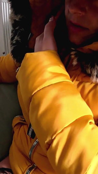 Smoking Phone Call Downjacket. Noisy Hooded Blowjob and Cum on My Coat