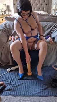 Mature Limp Dick Crossdressing Sissy Slut Riding Her Huge Dildo