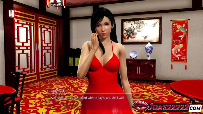 Joas22222: Tifa Lockhart in Red Short Dress Explode Big Cock Using...