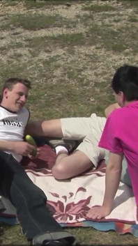 Exclusive video Bareback: Outdoor threesome fuck with three hot horny guys