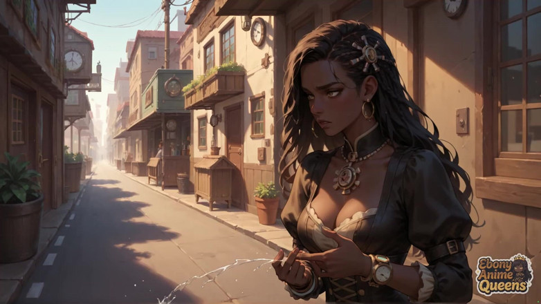 Ebony Anime Queens: Палящая черная королева великолепна и ненасытна в этом стимпанке XXX!