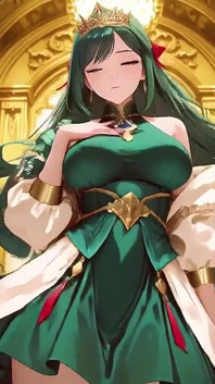 Green Queen on the Golden Throne! Lazy Seduction in a Silk Gown, What Secrets Hide Beneath?