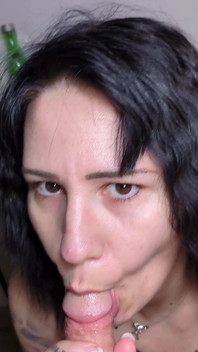 Ordered Goth Girl Gives Deepthroat Blowjob in Hotel Room