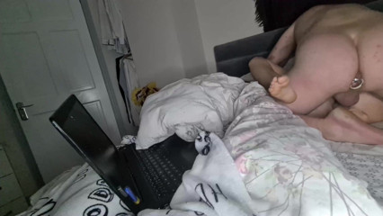 Anal Fetish Couple: A huge dildo and hubby's penis inside of her tight...