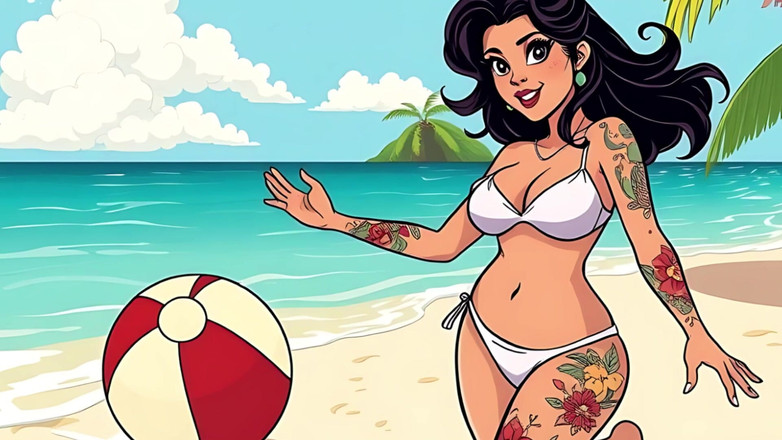 AI Porn: Sexy Tattoo Art Bikiny Babes
