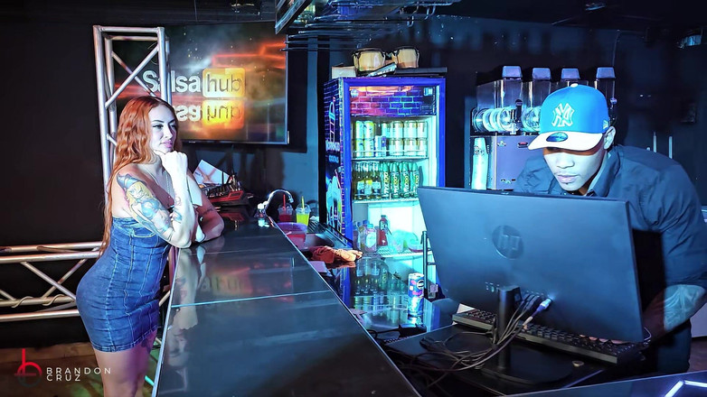 Brandon Cruz: Bartender Has Risky Sex at Work with a Horny Girl