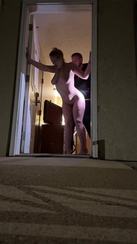 Trying to Get Caught! Sex in the Doorway at the Hotel
