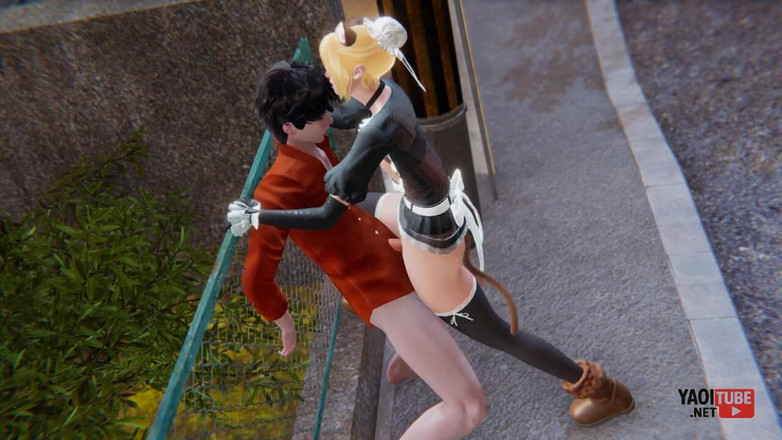 Yaoitube: Yaoi - la sexy cameriera femboy viene scopata in pubblico