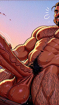 Hunks hoang dã tạo dáng với con cu quái vật xuất tinh