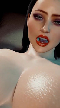 Kurvige brünette nimmt riesigen Glasdildo in ihren arsch | 3D-porno