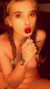 Playful Slut with Braided Hair, Being Nude, Playing Around & Sucking Big Lollipop