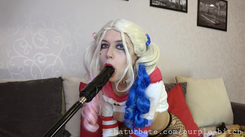 Purple Bitch: Harley sits on her bat anal verified girl