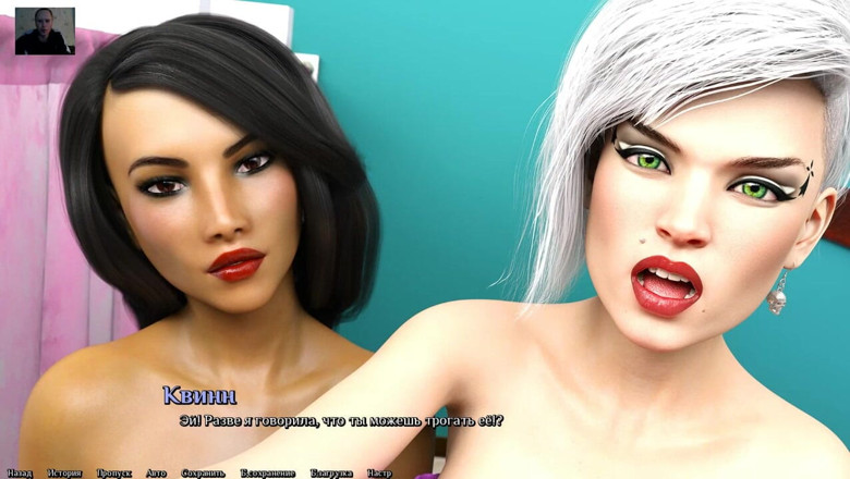 3DXXXTEEN2 Cartoon: Two naked girls kiss and jerk off a guy's dick - 3D...
