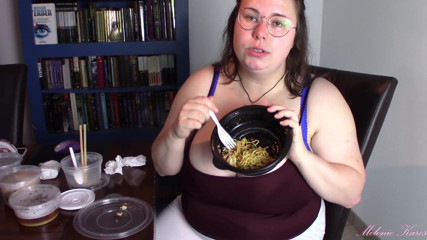 Melonie Kares: Japanese food stuffing and belly play