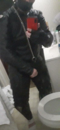 Leather Biker Jerking off in Leather Suit