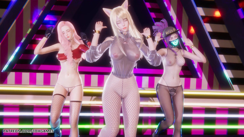 3D-Hentai Games: Mmd Babymonster - Batter up Ahri Evelynn Akali Striptease sexy League...