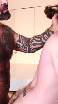 Bear films mature Marc Angelo breeds young bear Jeremy Feist