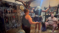 Part 4- Domina Satana Takes Booboo and Maid Jayne in the Dungeon Before He Goes to Wales thumbnail
