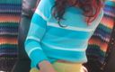 Lizzaal ZZ: Outside in My Yellow Tights and Blue Jumper Stroking to...