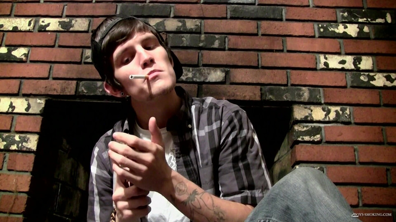 Boys Smoking: Lex Smokin by the Fireplace