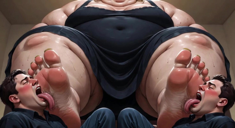 YOUR BEST FANTASY: Obesa ssbbw dominação dos pés - escravos homens limpando seus pés...