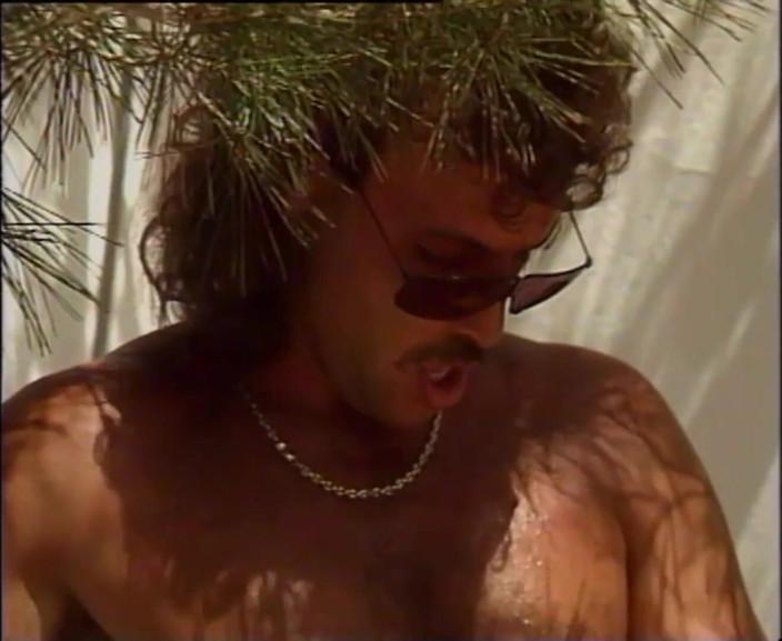 Vintage Climax: Hot threesome fucking on a chair outdoor