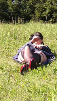 MILF Plays with Her Pussy in a Park