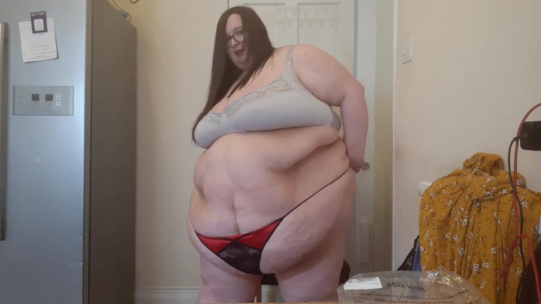 SSBBWLadyBrads: SSBBw tries on G strings shows off fat body
