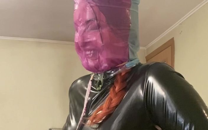 Elena917: Colored Plastic Bags Breathplay in Latex