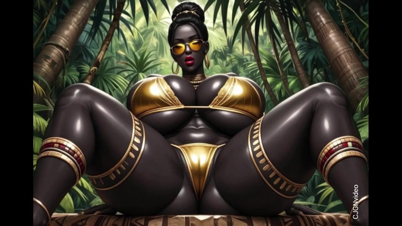 Hot girl dancing: Gadis seksi afrika lagi asik berpose di hutan dengan musik (animasi...