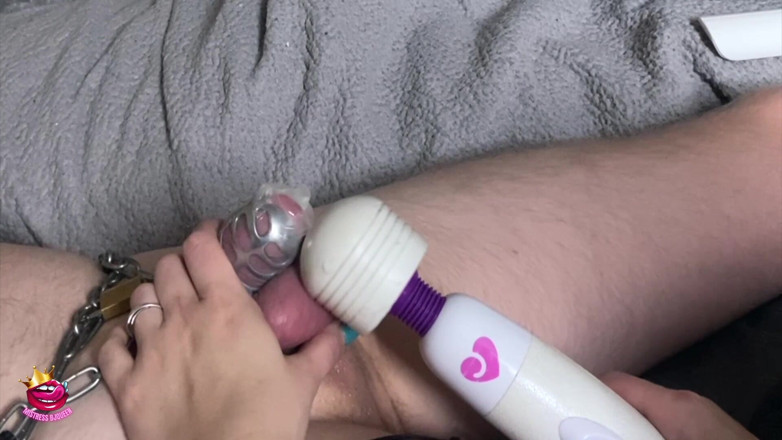 Mistress_BJQueen: Chastity Cage Milked to Cum in Condom