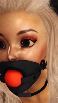 BDSM-club. Hete sexy bal mond gesnoerd blondine in veiligheidsbeheersing wordt hard geneukt door een gekke dwerg in het lab