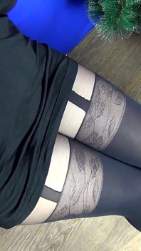 My legs are in stocking pattern pantyhose for your hot cum