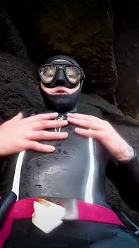 Neoprene Wetsuit & Dive Mask Masturbation by the Sea