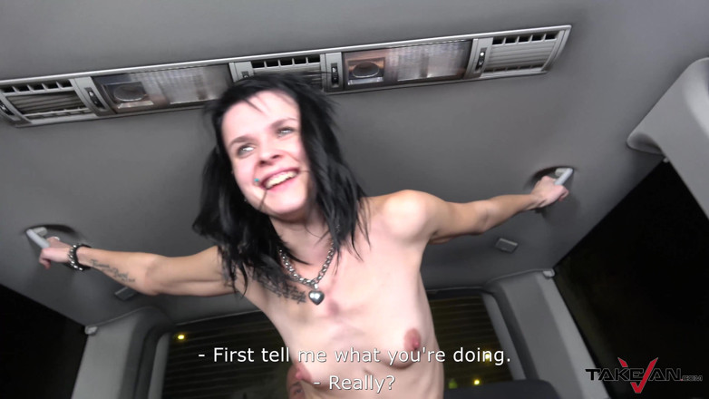 Take Van: Skinny tramp is shaking her small tits on a massive...