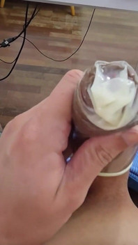 Giant and Thick Penis Releases Milk in the Condom